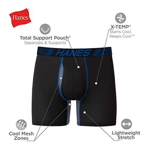 Hanes Mens X-temp Total Support Pouch Underwear, Anti-chafing, Moisture-wicking Multi-pack Boxer Briefs, Regular Leg - Marled, XX-Large US