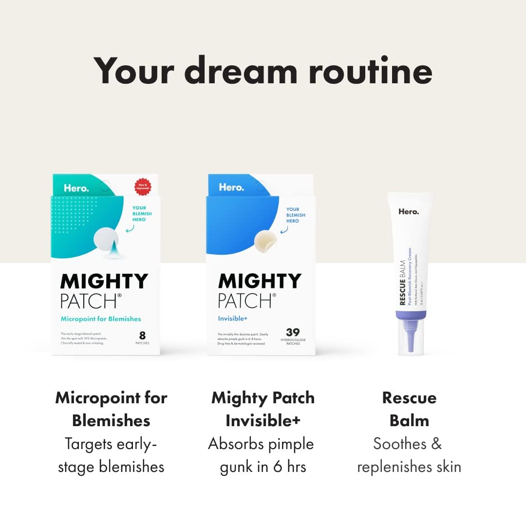 Mighty Patch Invisible+ & Surface Bundle - Acne Patches for Daytime and Larger Breakout Treatment of Pimples. Clean, Vegan-Friendly, Cruelty-Free