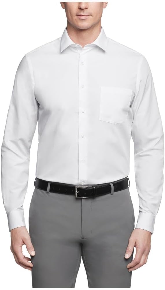 Van Heusen Men's Dress Shirt Regular Fit Poplin Solid, White, 16.5 Neck 32"-33" Sleeve" (Clearance)