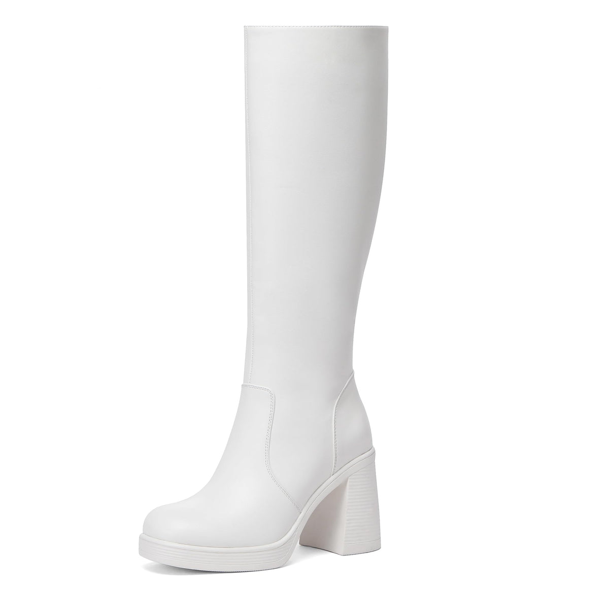 Glamnest Platform Knee High Boots for Women Chunky Heel square Toe Leather Long Boots Side Zipper Tall Boots White Boots 11Glamnest Platform Knee High Boots for Women Chunky Heel square Toe Leather Lo…open box.