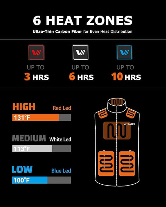 Venustas Men's Heated Vest Battery, Lightweight Quilted Vest for Men L (Open Box)