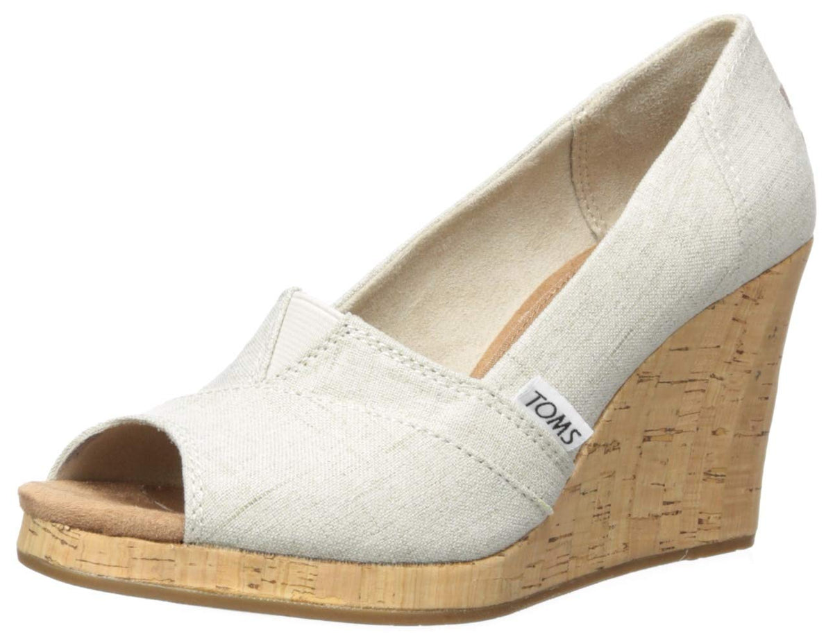 TOMS Women's Classic Wedge Espadrille Sandal, Natural Crosshatch Jacquard, 8.5TOMS Women's Classic Wedge Espadrille Sandal, Natural Crosshatch Jacquard, 8.5