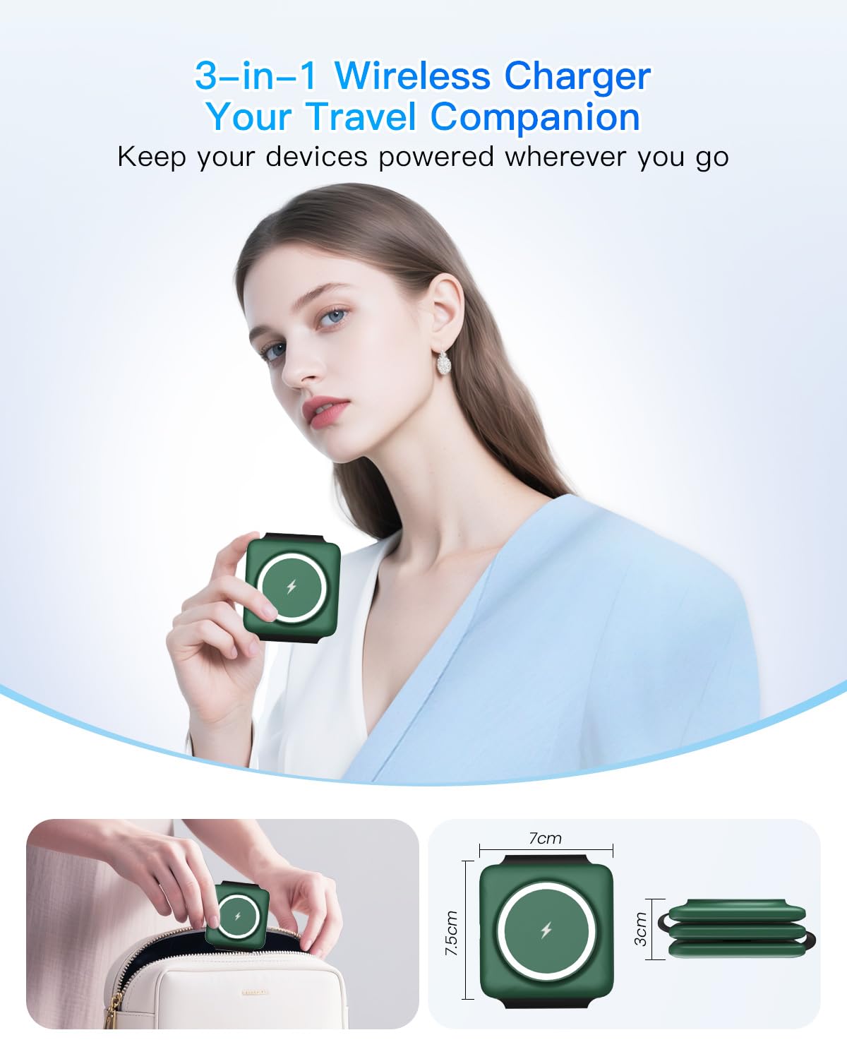 Charging Station for Apple Multiple Devices - 3 in 1 Foldable Magnetic Wireless Charger Dock - Travel Charging Pad for iPhone 17 16 15 14 13 12 Pro Max Plus Watch & Airpods (Clearance)