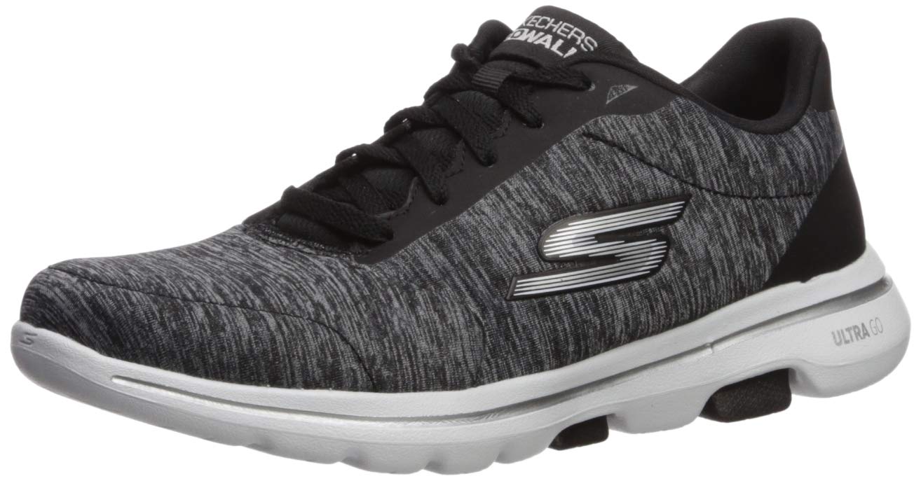 Skechers Women's Go Walk 5 True Sneaker, Black/White, 9Skechers Women's Go Walk 5 True Sneaker, Black/White, 9