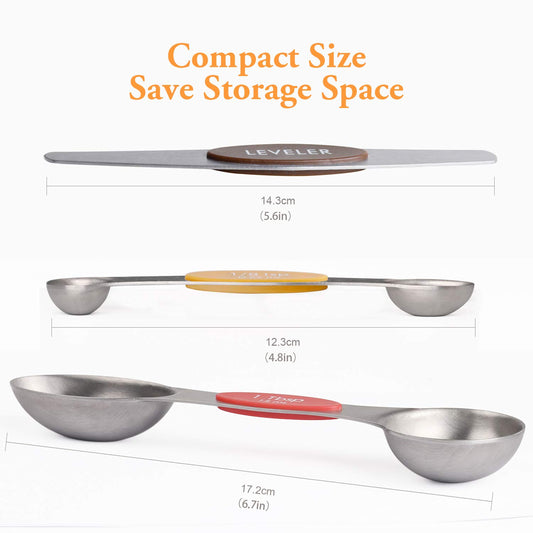 Magnetic Measuring Spoons Set Stainless Steel Dual Sided Stackable Measuring Spoon Set of 8 Nesting Teaspoons Tablespoons for Measuring Dry and Liquid Ingredients
