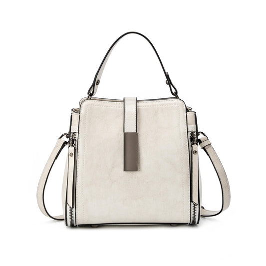 Genuine Leather Bucket Crossbody Shoulder Purse for Women | Scratch-Resistant Cowhide, 5 Pockets, Magnetic Snap, Silver Hardware, 3-Way Carry, Lightweight, Ideal Gift