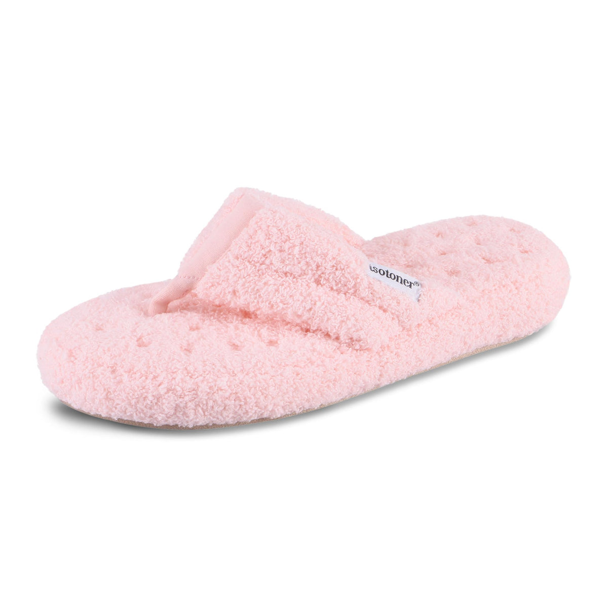 isotoner Women's Indoor/Outdoor Cozy Plush Terry Knit Clog and Flip Flop Slippers with Memory Foam Comfort, Evening Sand, 7.5-8isotoner Women's Indoor/Outdoor Cozy Plush Terry Knit Clog and Flip Flop Slippers with M… l