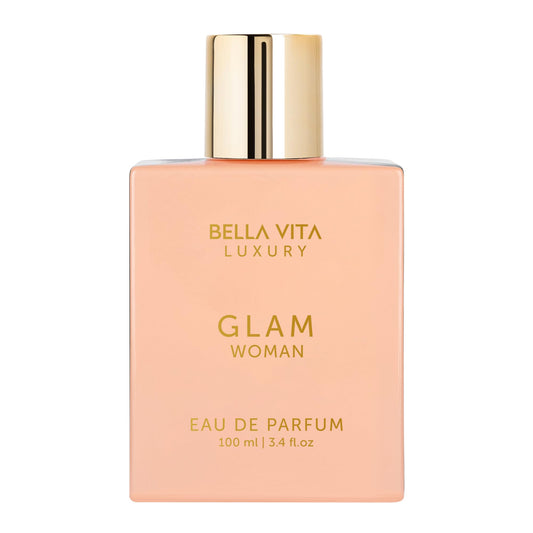 Bellavita Luxury Glam Eau de Parfum | 100 ml (3.4 fl.oz.) | Perfume for Women | White Floral, African Orange, Jasmine, and Patchouli Notes | Long Lasting Fragrance | Mother's Day present | for women