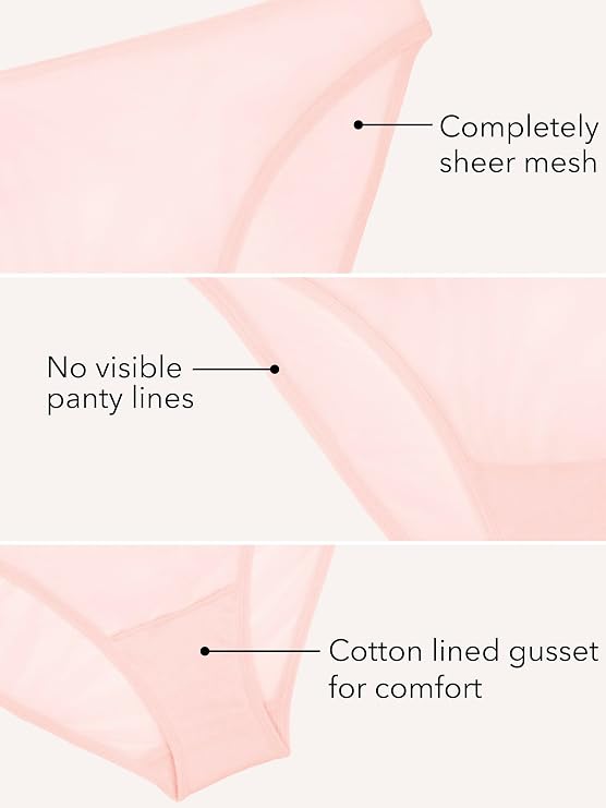 Smart & Sexy Women's Lace Trim & Mesh Panty Sexy Thongs & Cheeky Bikinis 2 Pack Blushing Rose/Black Hue XXL (Clearance)