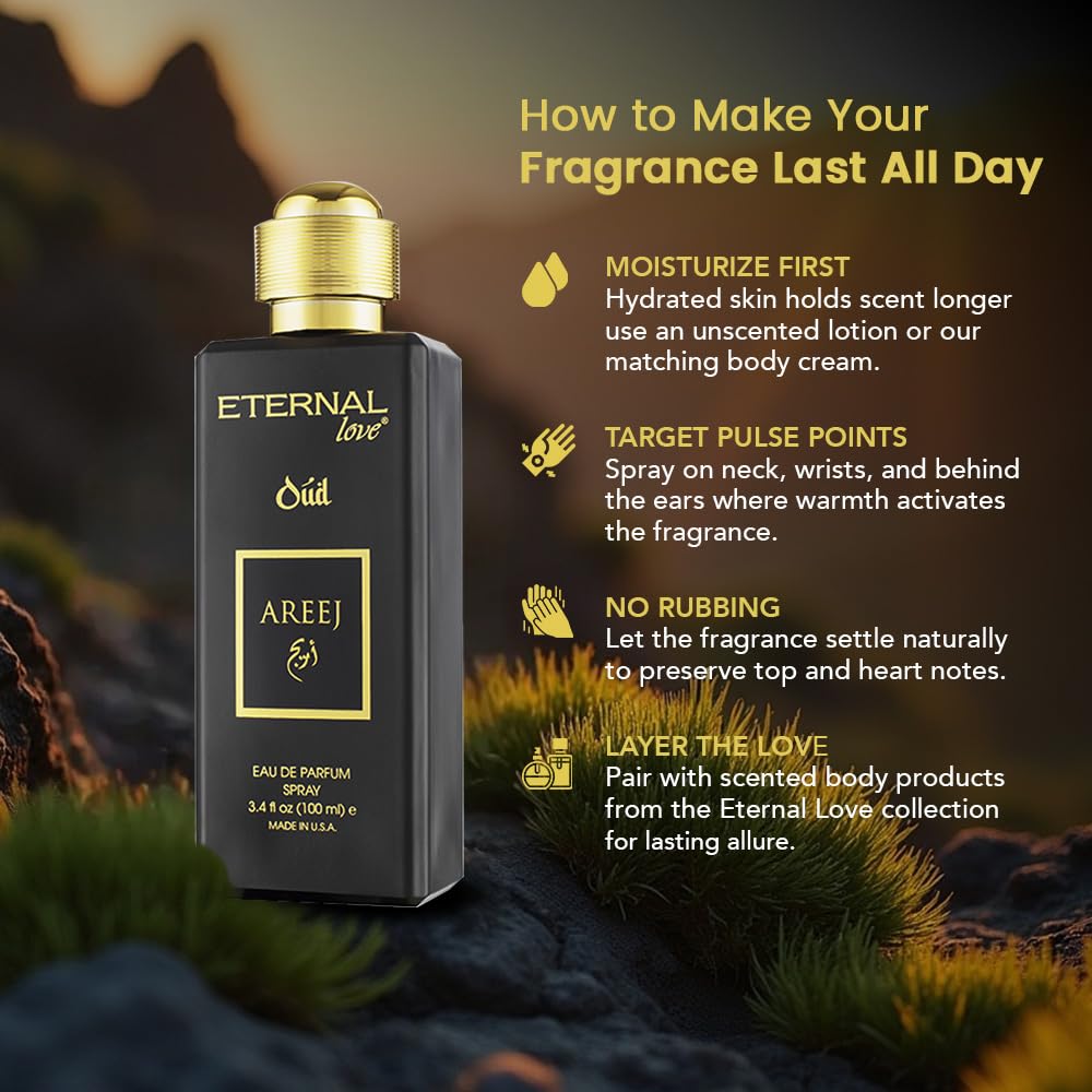 Eternal Love Amber Oud - Long Lasting Unisex Eau de Parfum - Warm Woody Oriental Fragrance with Oud & Amber - Dubai Inspired Arabic Scent - 3.4oz