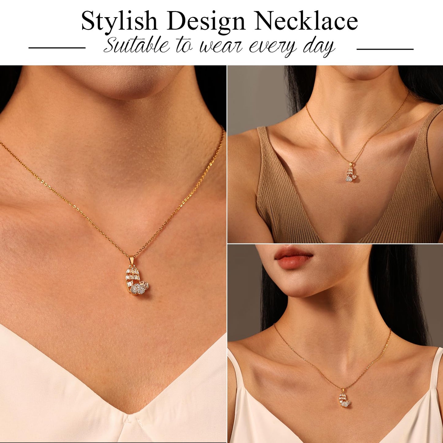 Dainty Gold Necklace for Women, 18K Real Gold Plated Necklace, White Gold Cross Silver Necklace, Cubic Zirconia Necklace, Birthday Gifts for Women Jewelry