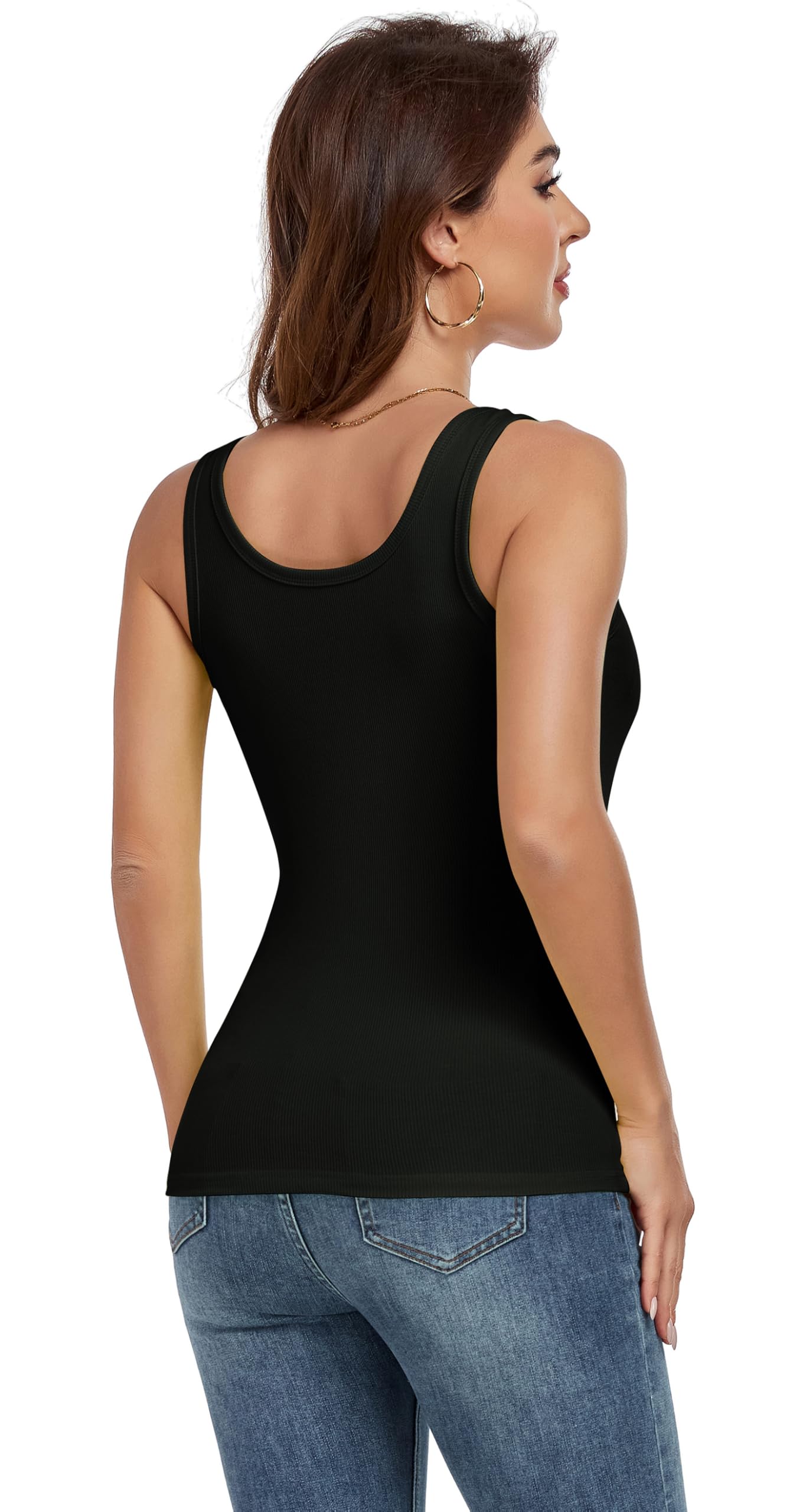 AUHEGN Workout Tank Tops for Women – Soft Ribbed Scoop Neck Camisole Casual & Activewear, Summer Tank Top Fluorescent Green Large