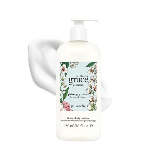 philosophy amazing grace firming body emulsion - luxury scented body lotion - formulated with shea butter for fast absorbing hydration - skin feels soft and smooth - suitable for all skin types
