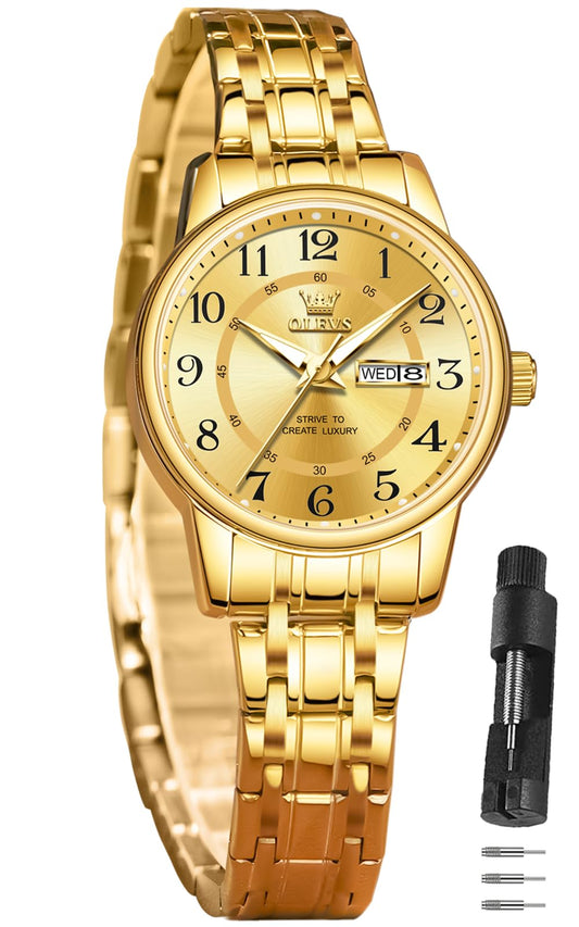 OLEVS Watch Women Two Tone Watches for Women with Date Dress Womens Watches for Small Wrists Luxury Easy Read Womens Watch Waterproof Blue/Black/Gold/Silver Dial Reloj para Mujer