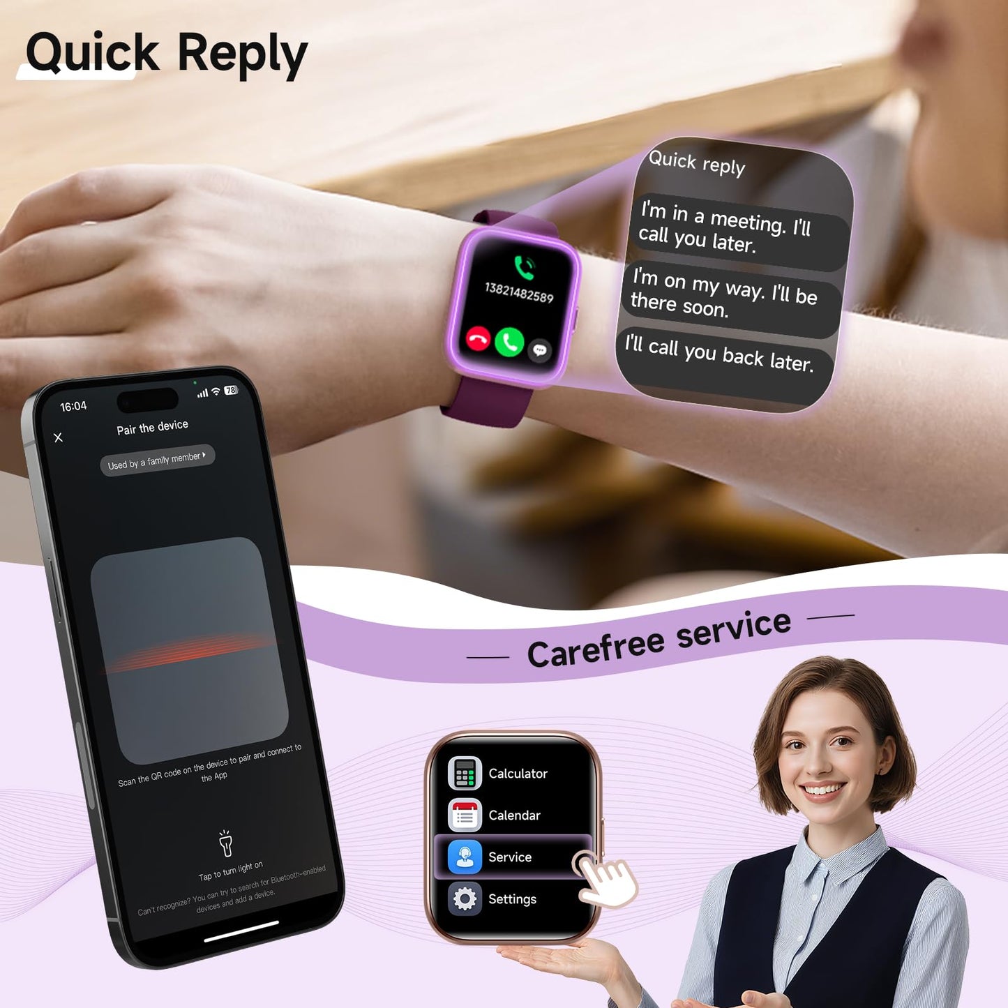 Smart Watches for Women, 1.8" Touch Screen Fitness Tracker for Android & iPhone, Answer/Make Calls, Alexa Built-in, Heart Rate/Sleep/SpO2 Monitor Smartwatch, IP68 Waterproof 101+ Sport Modes, 2 Bands