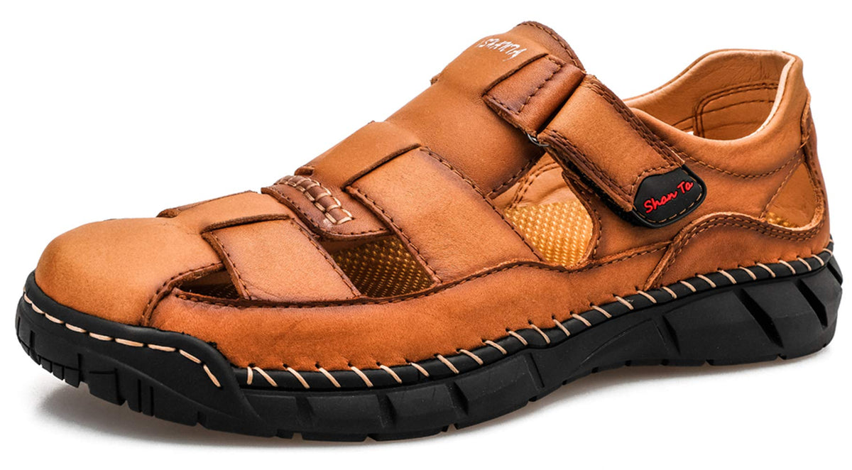 Honeystore Men's Closed-toe Hollow Sandals Plus Size Leather Shoes Casual Brown 12 D(M) US MenHoneystore Men's Closed-toe Hollow Sandals Plus Size Leather Shoes Casual Brown 12 D(…