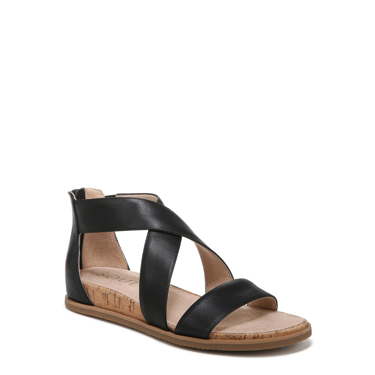 Naturalizer SOUL Womens Cindi Strappy Flat Sandals Black Smooth 7 WNaturalizer SOUL Womens Cindi Strappy Flat Sandals Black Smooth 7 W