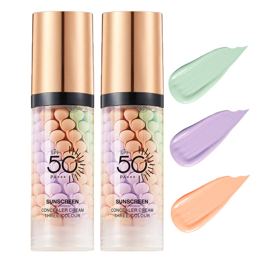 3 In 1Primer for Face Before Makeup,Sunscreen Isolation Cream, SPF 50, One Step Color Corrector Face Primer, Blurs Imperfections Oil Control & Moisturizing Skin Tone Correcting,Radiance Skin