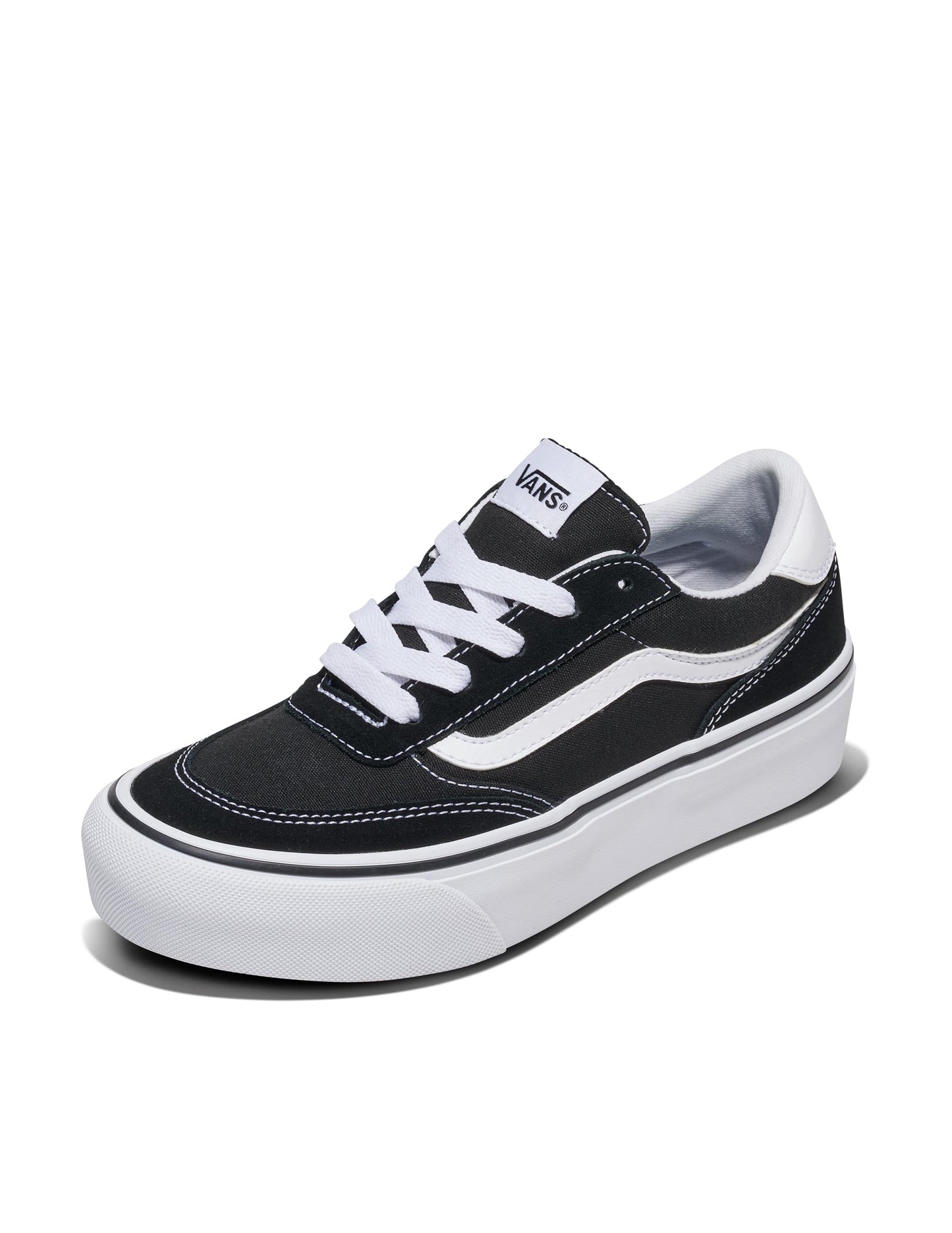 Vans Women's Brooklyn LS Platform Shoe - Chunky Low-Top Sneakers for Fashion, Work & Casual Wear, Suede/Canvas Black/White, 10Vans Women's Brooklyn LS Platform Shoe - Chunky Low-Top Sneakers for Fashion, Work…