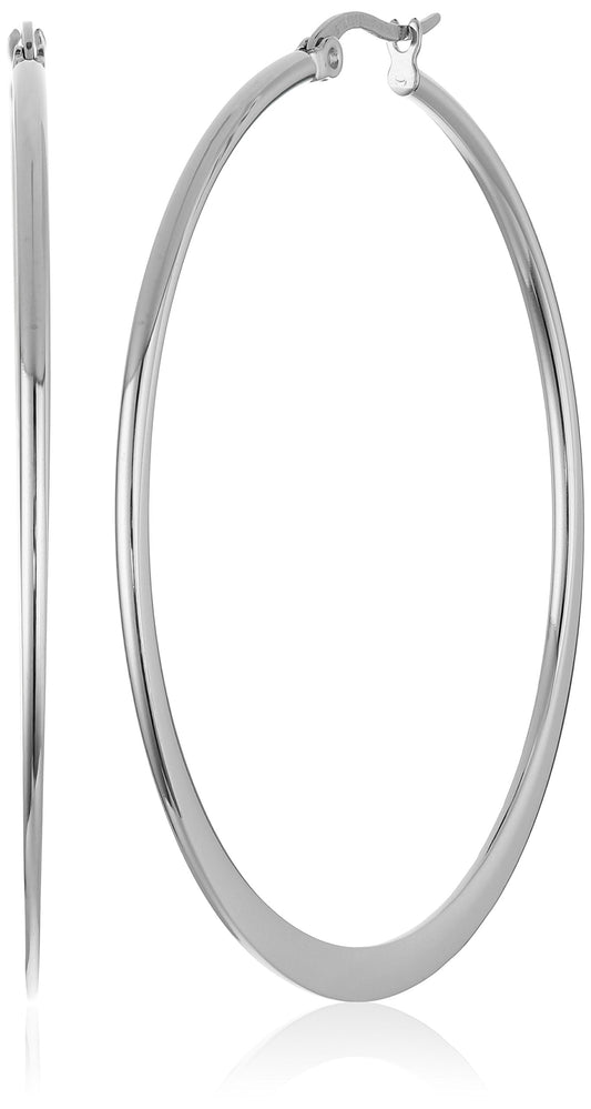 Amazon Essentials Gold Plated or Stainless Steel Flattened Hoop Earrings
