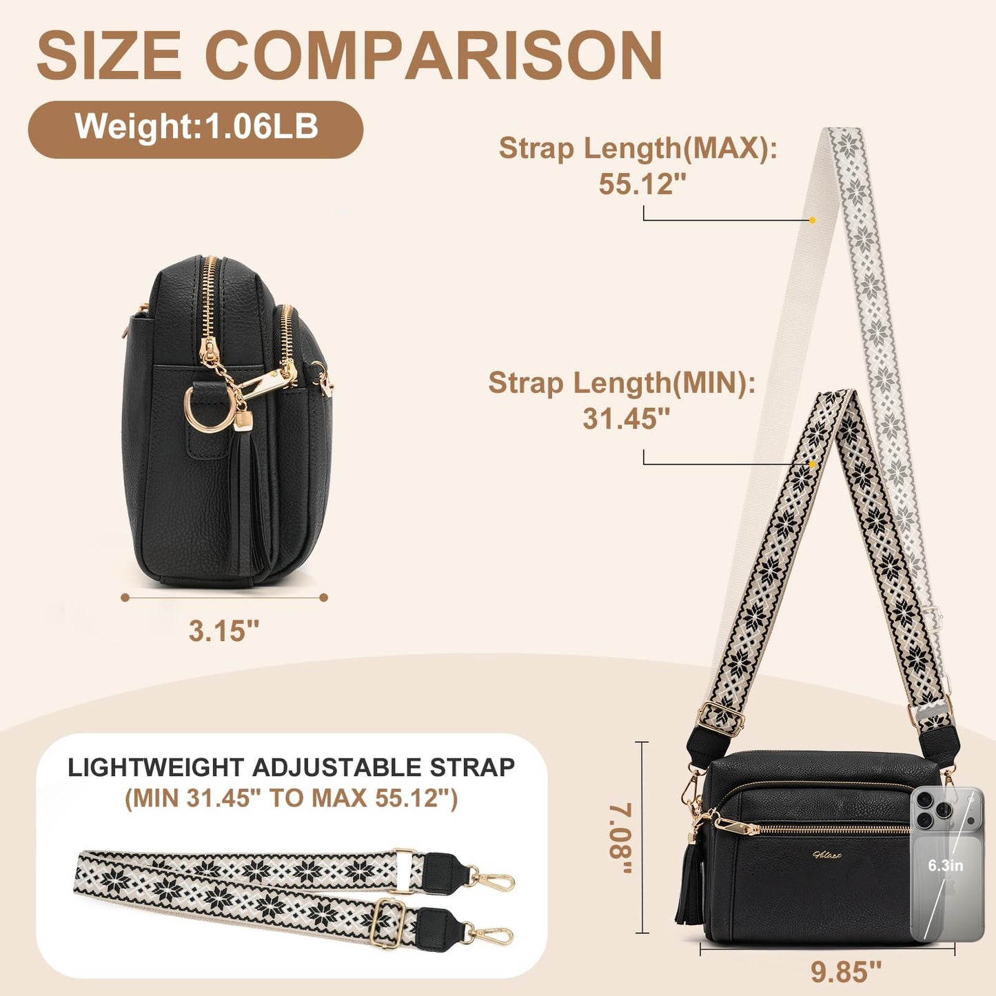 Checkered Crossbody Bag Anti Theft Spacious Bum Bags for Women Nylon Fanny Packs Lightweight Purse Wallet for Travel
