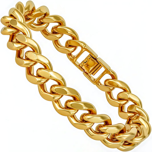 UNCLE LOL Premium Gold Cuban Link Bracelet – Tarnish-Resistant Gold-Plated Stainless Steel