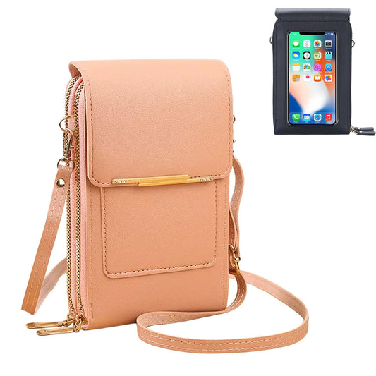 Phone Purse Crossbody Bags for Women, Small Touch Screen Travel Wallet, Anti Theft Leather Messenger Bag