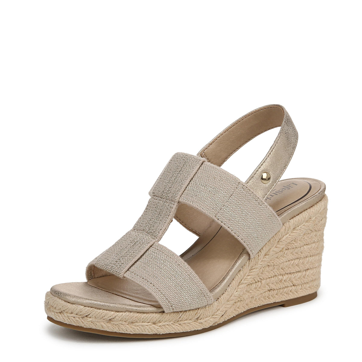 LifeStride LifeStride Womens Tallulah Espadrille Wedge Sandal Platino Gold 7 MLifeStride Womens Tallulah Espadrille Wedge Sandal Platino Gold 7 M open box