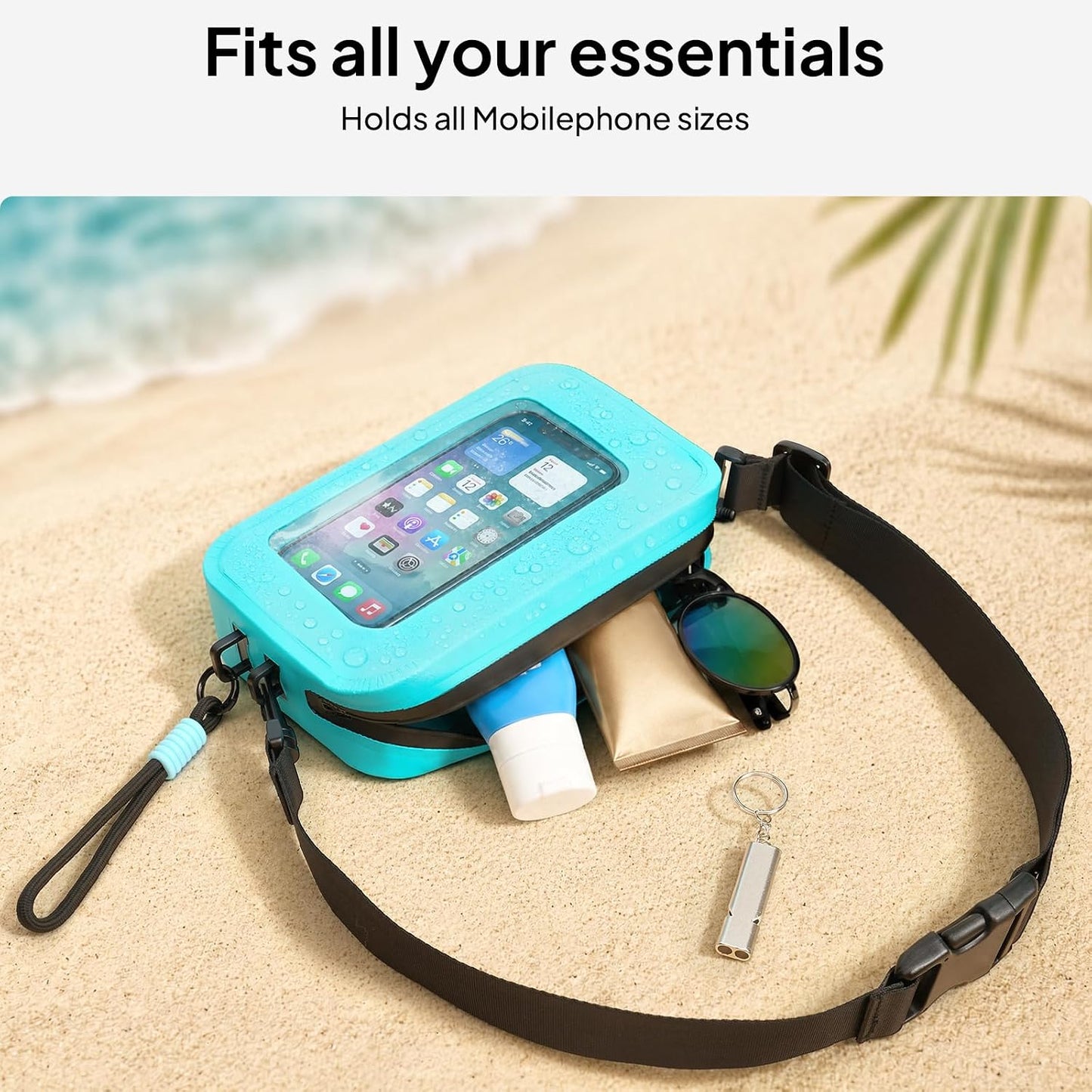 TOPEAST Waterproof Fanny Pack for Women & Men, Waterproof Belt Bag with Phone Pouch, Adjustable Crossbody & Waist Pack for Swimming, Hiking, Beach & Outdoors Essentials, Blue