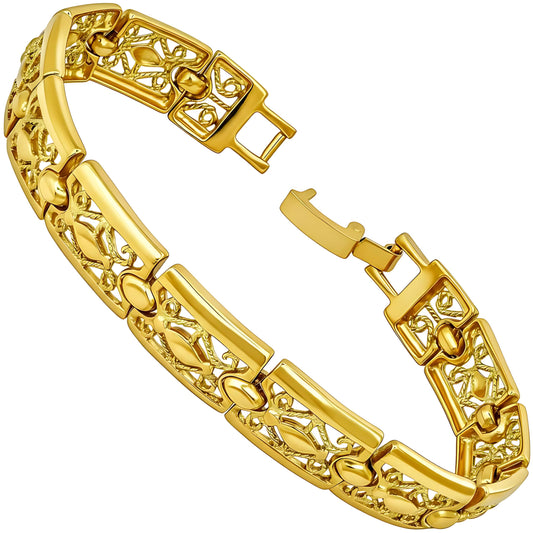 UNCLE LOL Luxury Vintage Gold Filigree Bracelet – Premium Gold-Plated Statement Jewelry