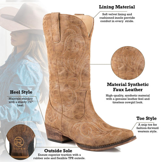 ROPER Womens Riley Boot, Tan, 7ROPER Womens Riley Boot, Tan, 7