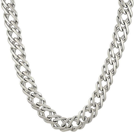 UNCLE LOL Premium Silver Cuban Link Chain Necklace – Tarnish-Resistant Stainless Steel