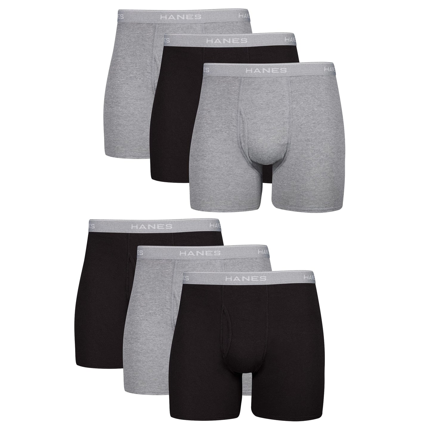 Hanes Men Hanes Boxer Briefs, Cool Dri Moisture-Wicking Underwear, Cotton No-Ride-up for Men, 6 Pack - Striped Assorted, Multi-Packs Available XXL