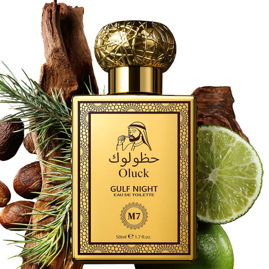 Oluck Gulf Night Perfume M7 Cologne for Women & Men, Lemon Pineapple Nutmeg Cedarwood Vanilla Notes, Middle Eastern Fragrance
