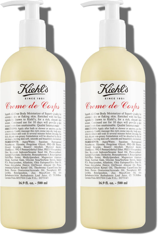 Kiehl's Creme de Corps, Rich, Luscious Body Lotion, with Cocoa Butter and Shea Butter for Fast Absorbing Hydration, Skin Feels Soft and Smooth, Suitable for All Skin Types