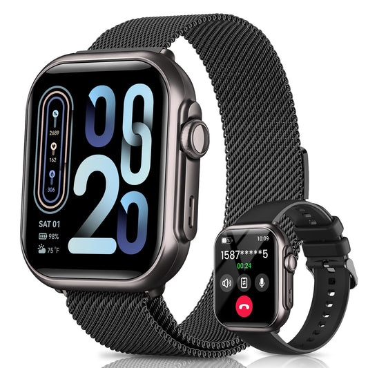 Smart Watch for Women for iPhone Android: 1.85"Smartwatch with Make/Answer Call Sleep Heart Rate SpO2 Blood Pressure Monitor IP68 Waterproof 120+Sport Mode Fitness Tracker 1000mAh Battery 2Bands Pink