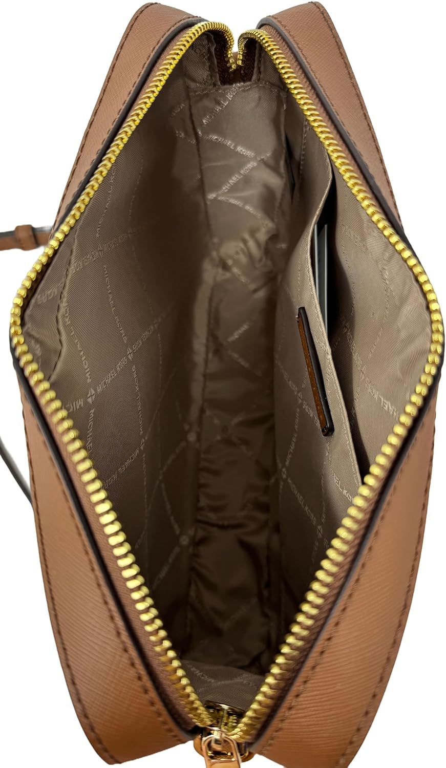Michael Kors Jet Set Large Printed Logo Crossbody Bag With Matching Logo Coin Pouch (Brown)