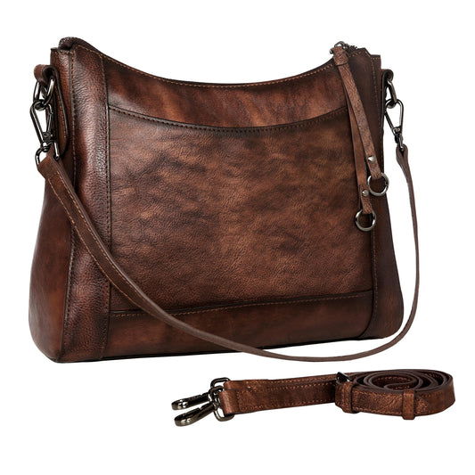 Iswee Leather Crossbody Bags for Women Shoulder Purse Medium Hobo Genuine Leather Satchel Purses and Handbags