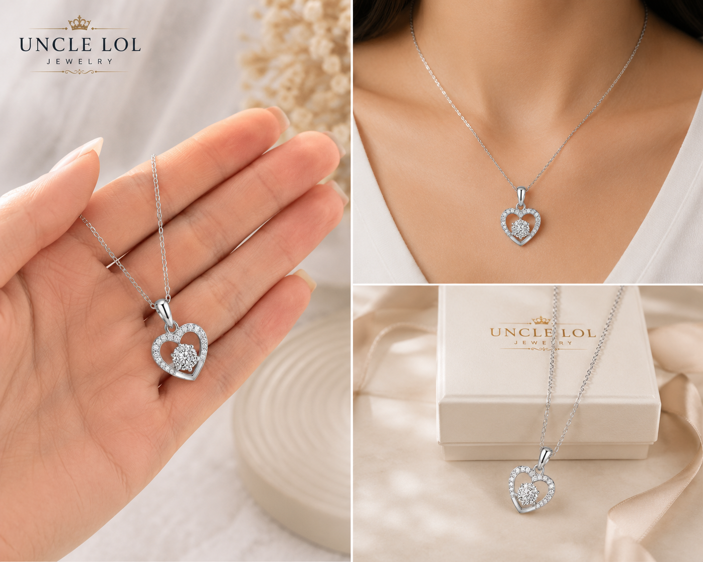 925 Sterling Silver Heart Pendant Necklace for Women – Sparkling Cubic Zirconia Love Jewelry Gift