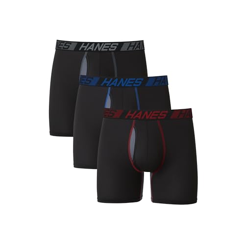 Hanes Mens X-temp Total Support Pouch Underwear, Anti-chafing, Moisture-wicking Multi-pack Boxer Briefs, Regular Leg - Marled, XX-Large US