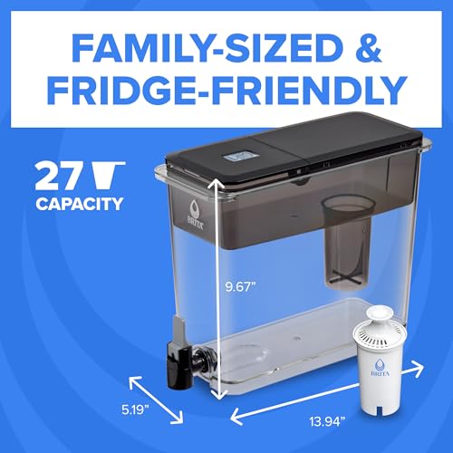 Brita XL 27 Cup Water Filter Pitcher, 1 Brita Plus Filter, Ultramax, Black