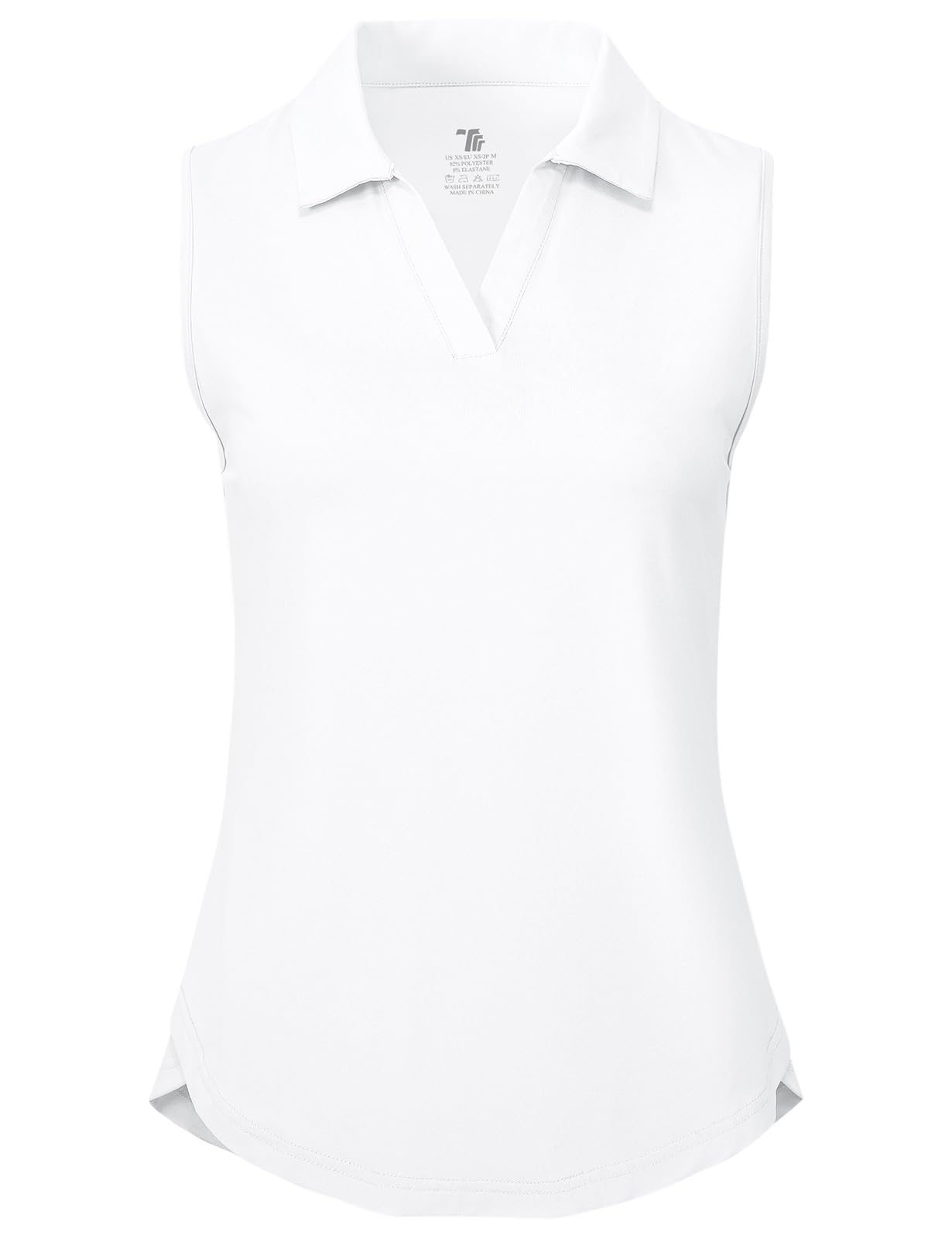 BGOWATU Women's Golf Polo Shirts Sleeveless Collared V Neck Tennis Tops Dry Fit UPF 50+ Workout Tank Lightweight Black+White L