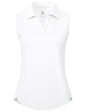 BGOWATU Women's Golf Polo Shirts Sleeveless Collared V Neck Tennis Tops Dry Fit UPF 50+ Workout Tank Lightweight Black+White L