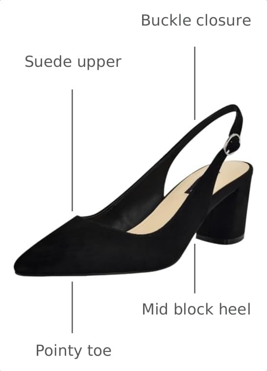 Nine West Women's Kamsee Slingback, Black Suede 001, 8.5Nine West Women's Kamsee Slingback, Black Suede 001, 8.5