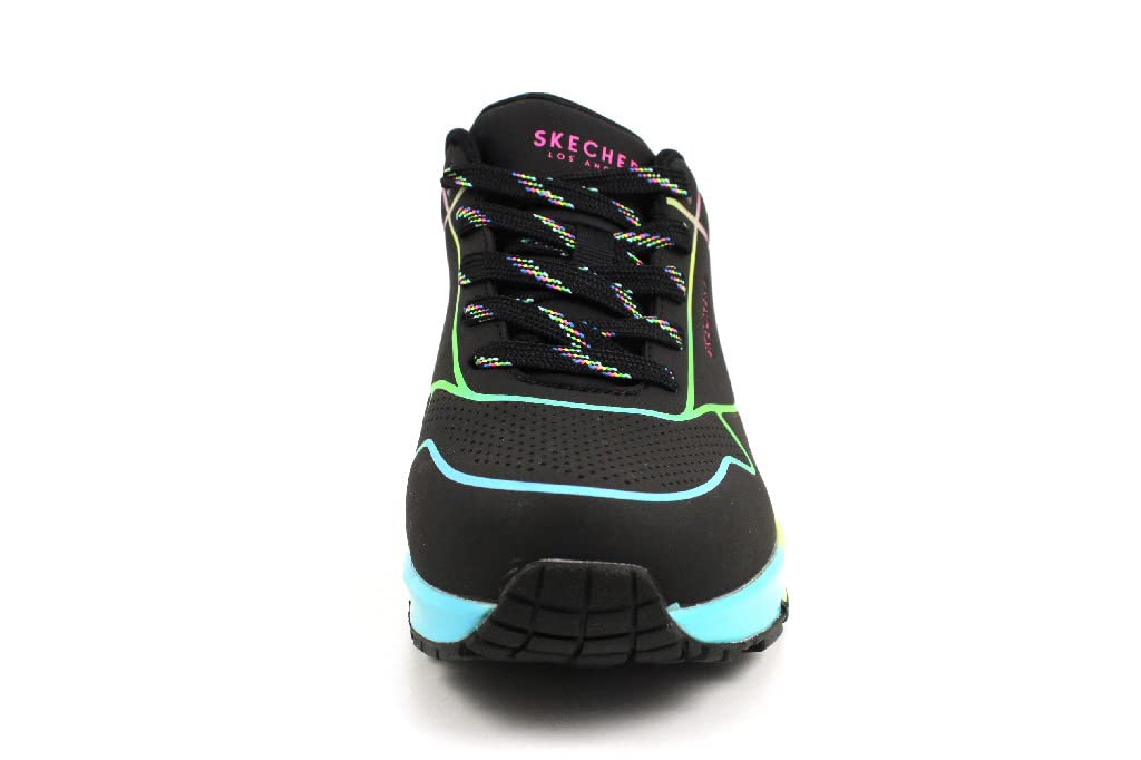 Skechers Womens Uno - Pop of Sunshine Sneaker, Black/Multi, 8.5 USSkechers Womens Uno - Pop of Sunshine Sneaker, Black/Multi, 8.5 US