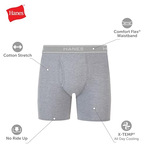 Hanes Men Hanes Boxer Briefs, Cool Dri Moisture-Wicking Underwear, Cotton No-Ride-up for Men, 6 Pack - Striped Assorted, Multi-Packs Available XXL