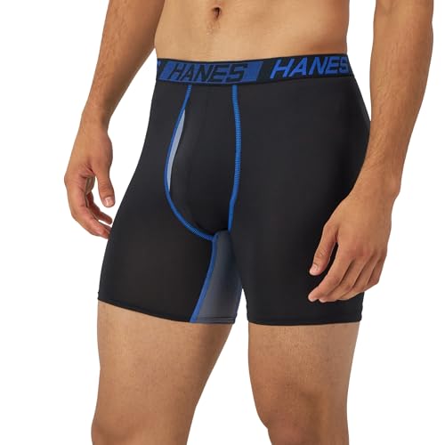 Hanes Mens X-temp Total Support Pouch Underwear, Anti-chafing, Moisture-wicking Multi-pack Boxer Briefs, Regular Leg - Marled, XX-Large US