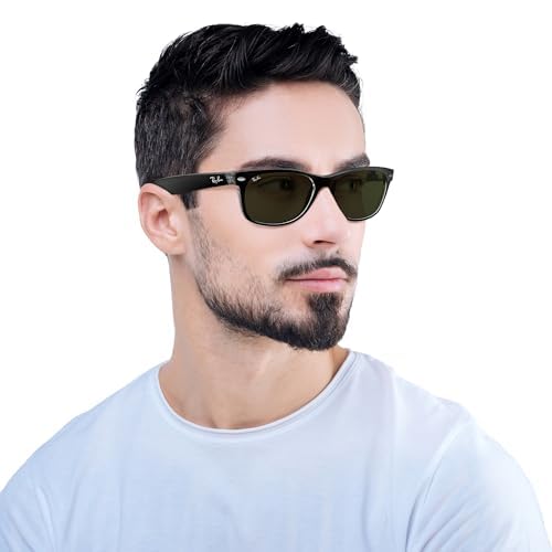 Ray-Ban Unisex RB2132 New Wayfarer Square Sunglasses, Rubber Black/G-15 Green, 55 mmRay-Ban Unisex RB2132 New Wayfarer Square Sunglasses, Rubber Black/G-15 Green, 55 mm
