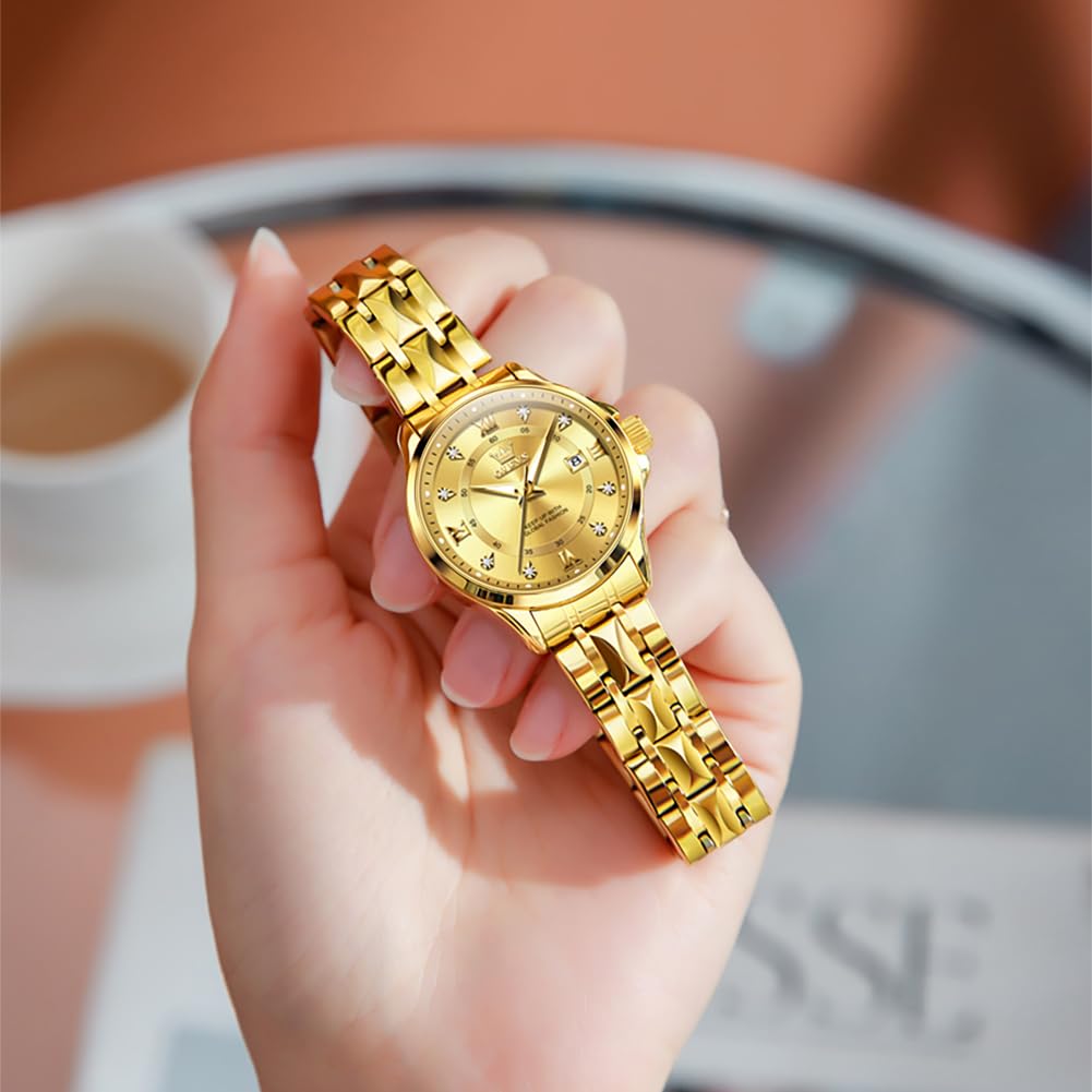 OLEVS Watch Women Two Tone Watches for Women with Date Dress Womens Watches for Small Wrists Luxury Easy Read Womens Watch Waterproof Blue/Black/Gold/Silver Dial Reloj para Mujer