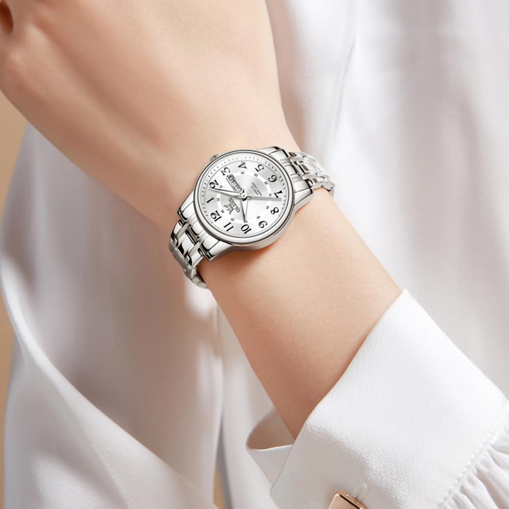 OLEVS Watch Women Two Tone Watches for Women with Date Dress Womens Watches for Small Wrists Luxury Easy Read Womens Watch Waterproof Blue/Black/Gold/Silver Dial Reloj para Mujer